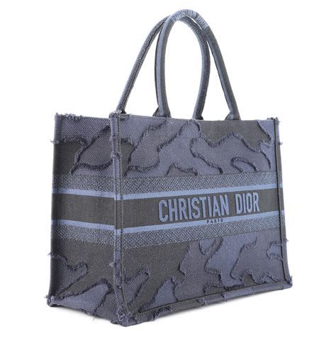 Small Black Camouflage Embroidered Canvas Dior Book Tote 